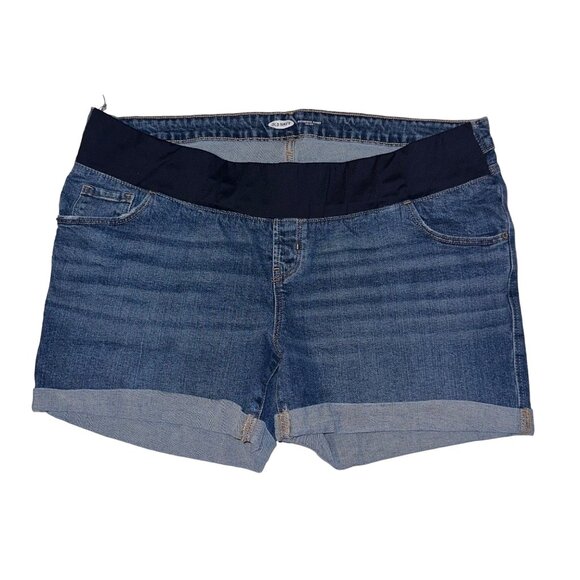 Old Navy Pants - Old Navy Maternity Denim Blue Jean Boyfriend Shorts Under the Belly Panel Sz 18